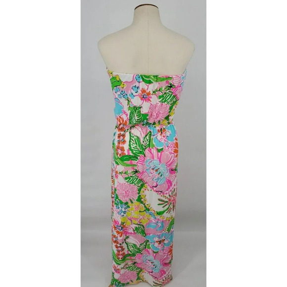 NWT Lilly Pulitzer Target Maxi Dress Size Small Nosey Posey Strapless White Pink - Picture 5 of 11
